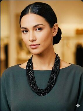 Multi-Strand Black Statement Necklace - Women's Jewelry